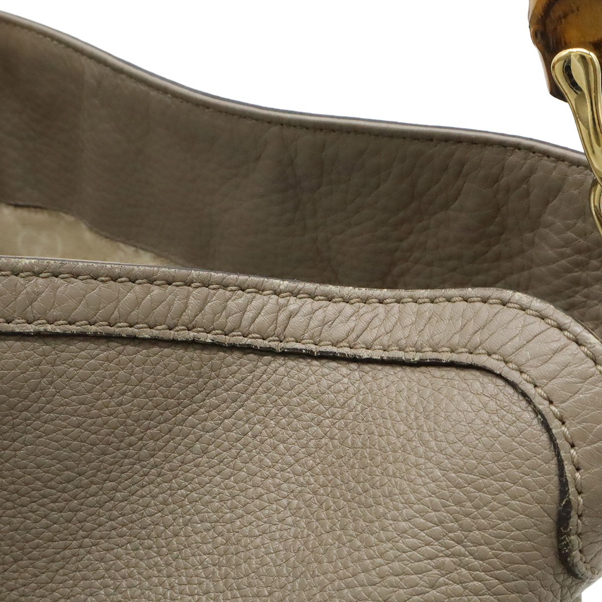 Gucci Bamboo 2-Way Shoulder Bag Crossbody Leather Grey Gold — view 9