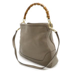 Gucci Bamboo 2-Way Shoulder Bag Crossbody Leather Grey Gold — view 2