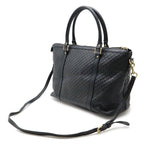 Gucci Micro Guccissima Tote 2-Way Shoulder Bag Crossbody Leather Black Gold — view 2
