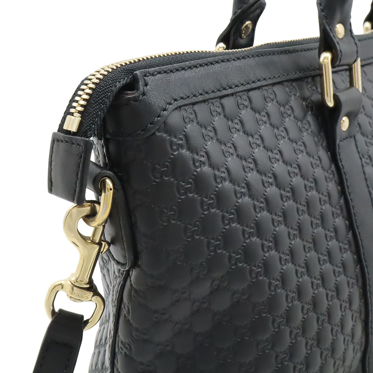 Gucci Micro Guccissima Tote 2-Way Shoulder Bag Crossbody Leather Black Gold — view 8