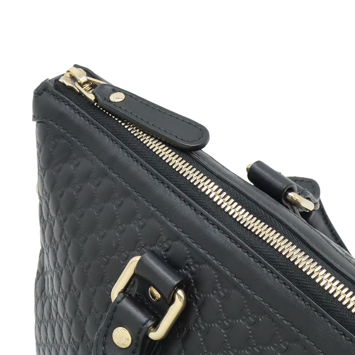 Gucci Micro Guccissima Tote 2-Way Shoulder Bag Crossbody Leather Black Gold — view 5