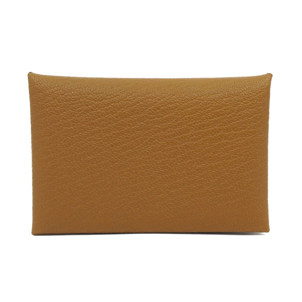 Hermes Calvi Duo Coin Case Manufactured in Leather Beige — view 2