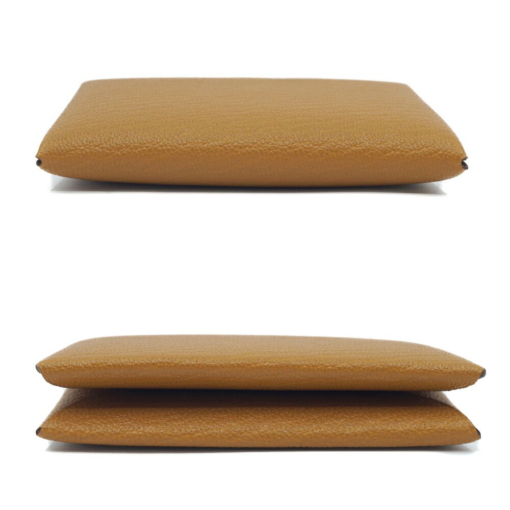 Hermes Calvi Duo Coin Case Manufactured in Leather Beige — view 4