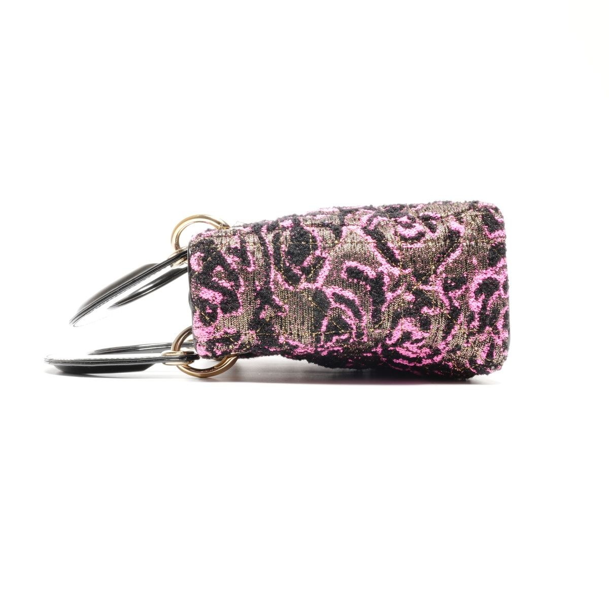 Dior Handbag Patent Leather Small Rose Black Pink — view 4