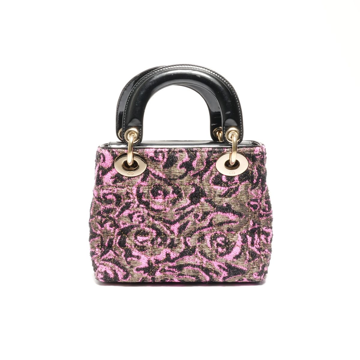Dior Handbag Patent Leather Small Rose Black Pink — view 3