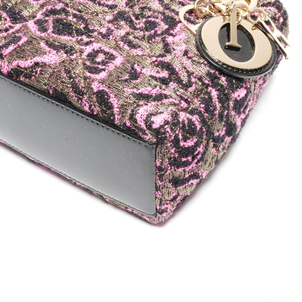 Dior Handbag Patent Leather Small Rose Black Pink — view 7