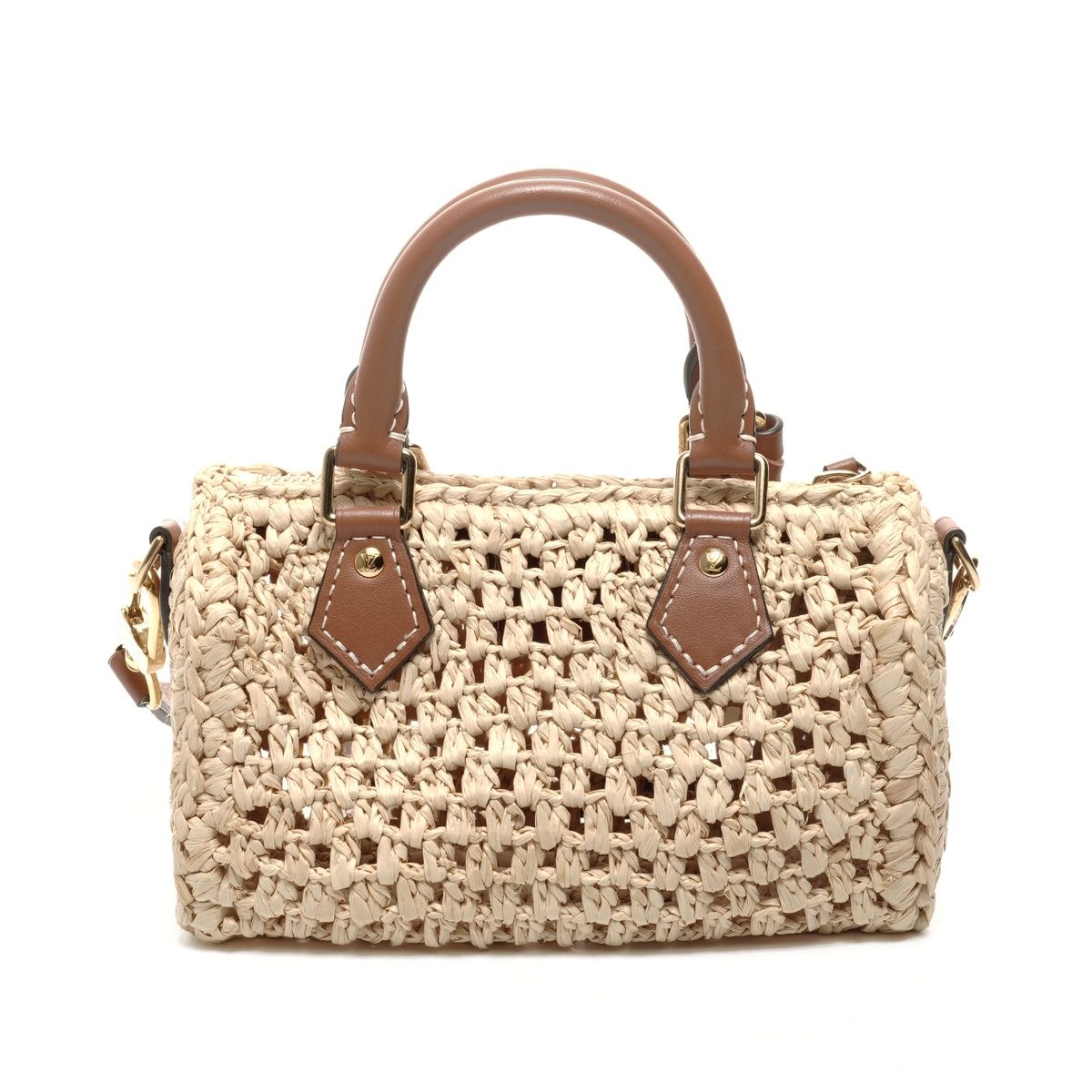 Louis Vuitton Shoulder Bag Nano Speedy Natural Tan Raffia — view 3