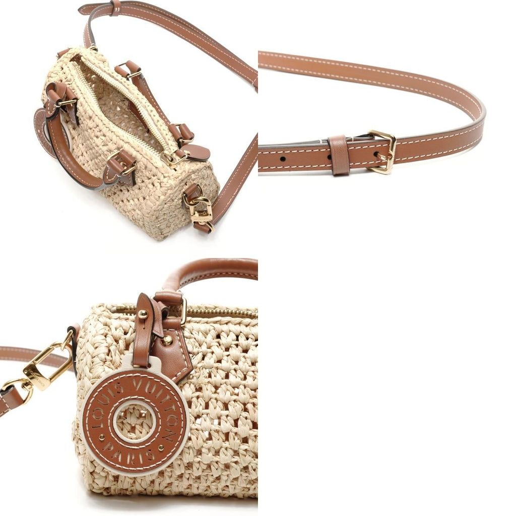 Louis Vuitton Shoulder Bag Nano Speedy Natural Tan Raffia — view 9