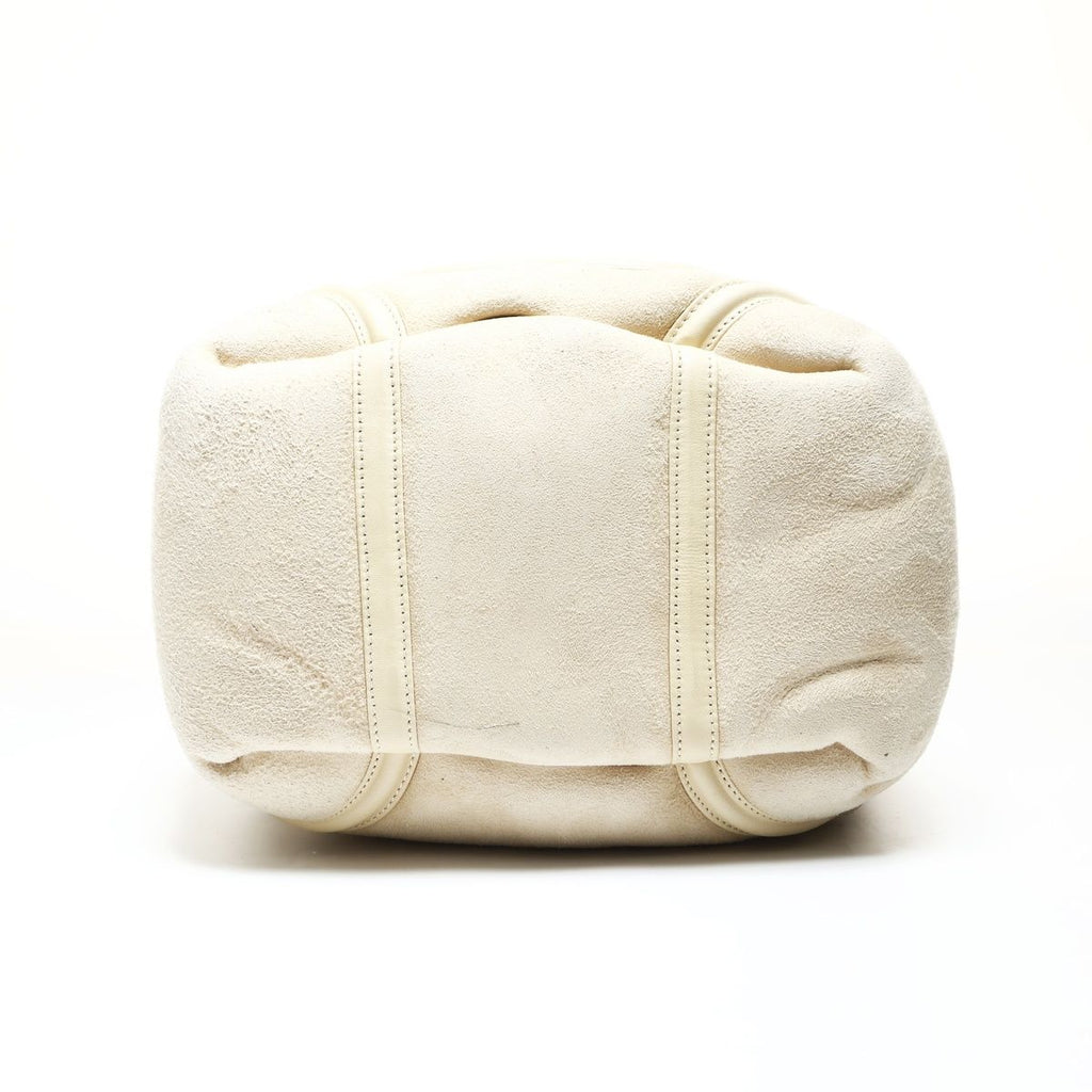 Chanel Handbag Ivory Mouton Suede CC Logo — view 7