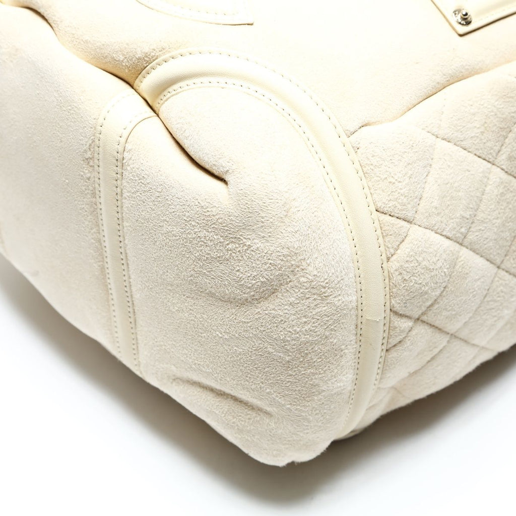 Chanel Handbag Ivory Mouton Suede CC Logo — view 6