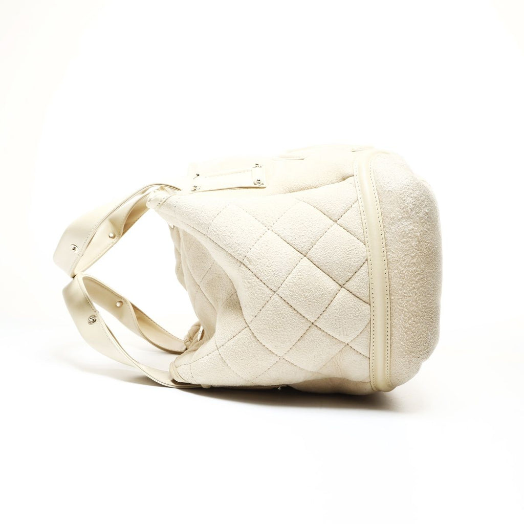 Chanel Handbag Ivory Mouton Suede CC Logo — view 3