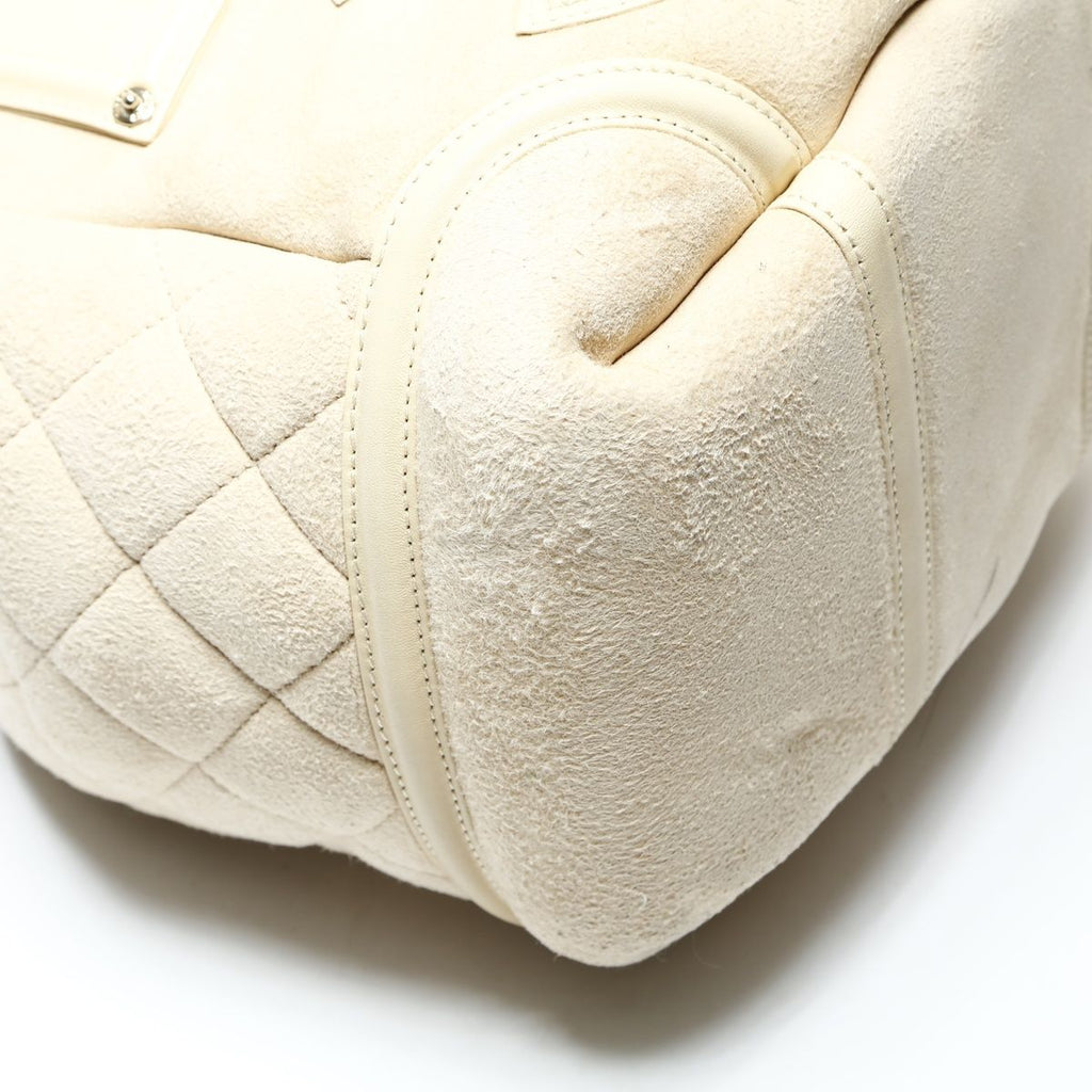 Chanel Handbag Ivory Mouton Suede CC Logo — view 5