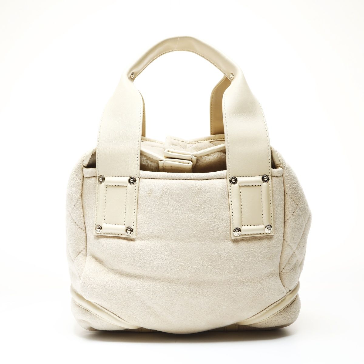 Chanel Handbag Ivory Mouton Suede CC Logo — view 2