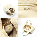 Chanel Handbag Ivory Mouton Suede CC Logo — view 9