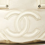 Chanel Handbag Ivory Mouton Suede CC Logo — view 8