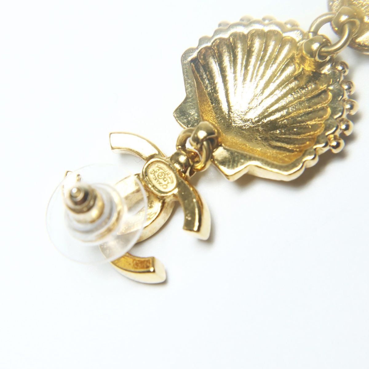 Chanel Earrings Shell Pearl Rhinestone Drop — view 7