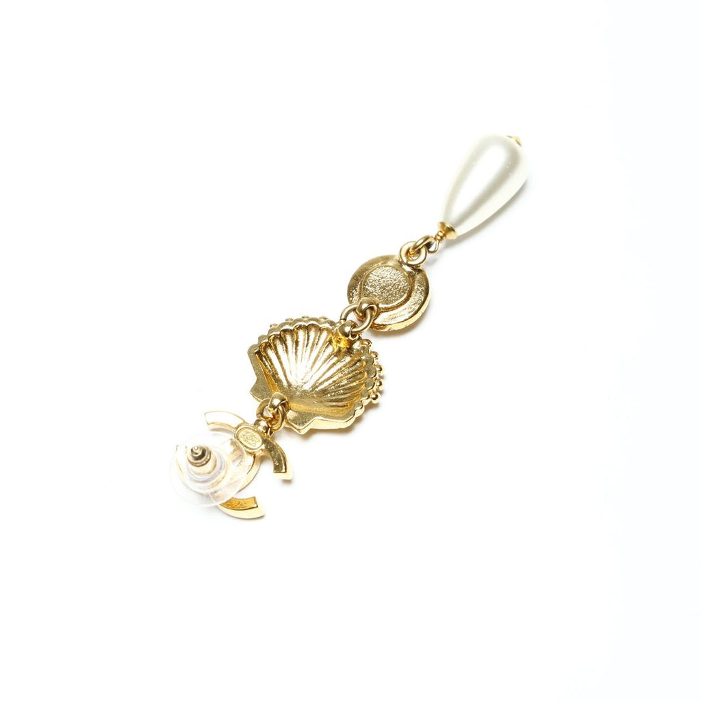 Chanel Earrings Shell Pearl Rhinestone Drop — view 6