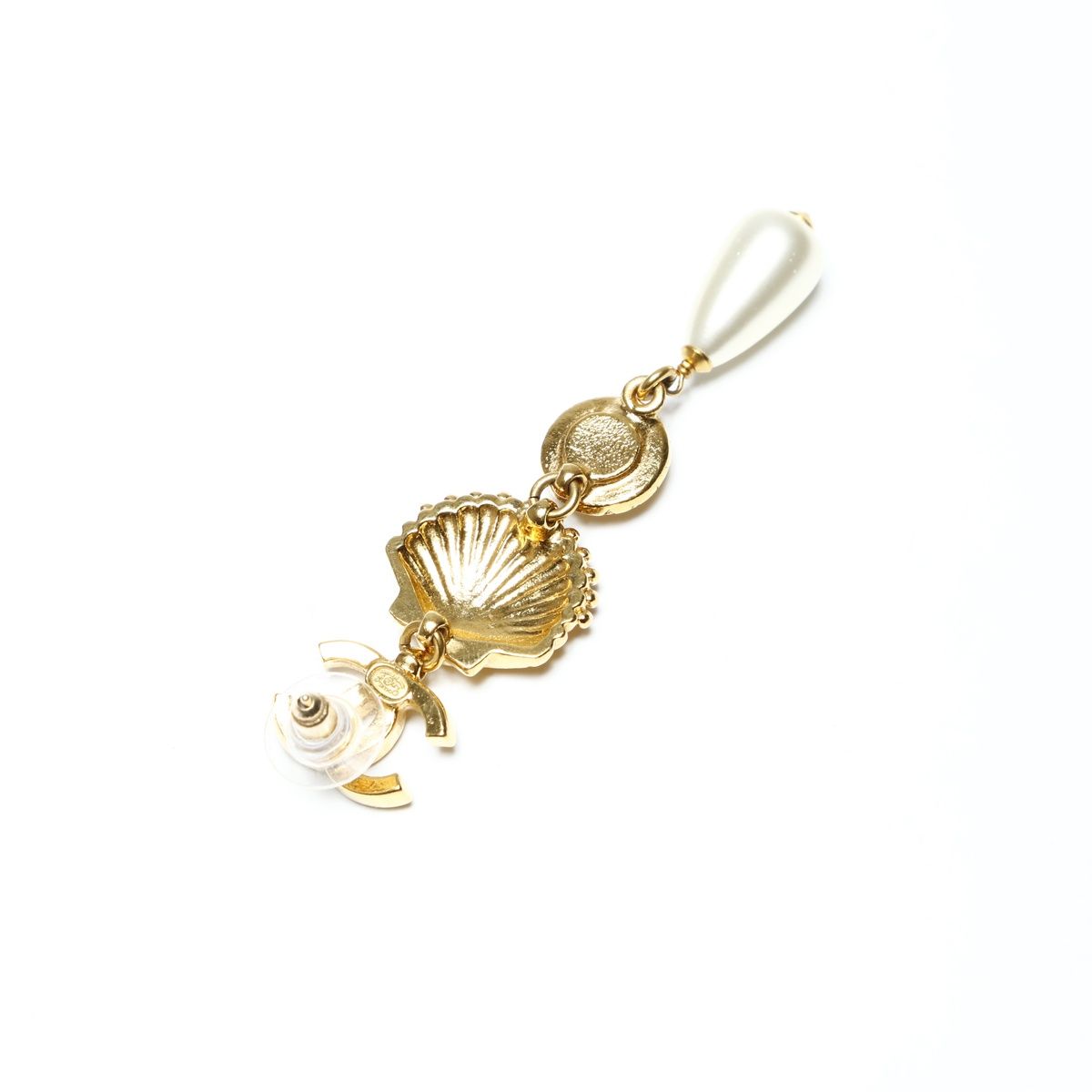 Chanel Earrings Shell Pearl Rhinestone Drop — view 6