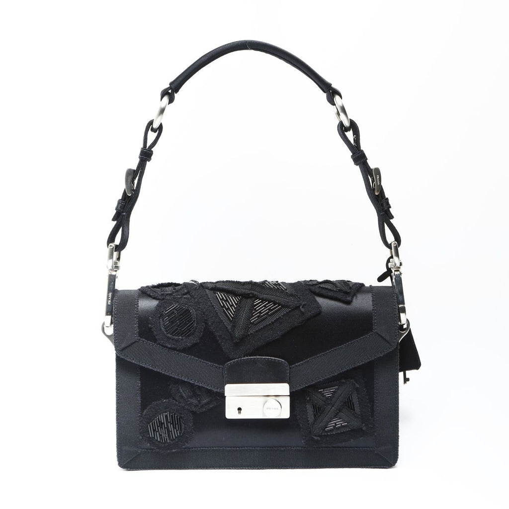 Prada Shoulder Bag Satin Bead Embroidery Sound Braid — view 2