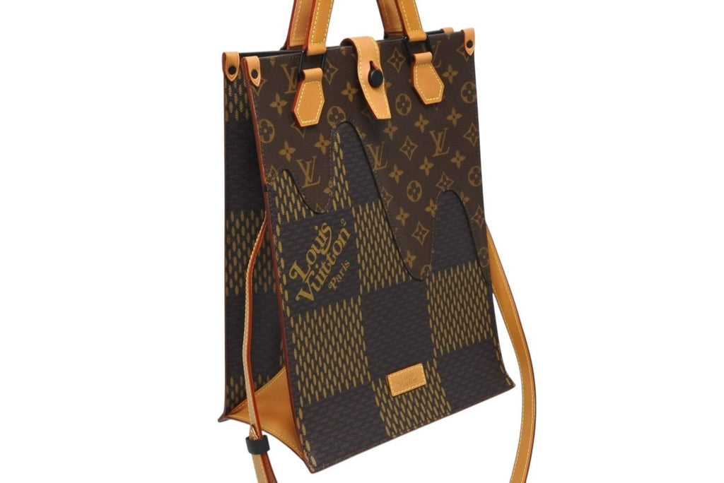 Louis Vuitton NIGO Damier Giant Tote Bag Brown Beige Vachetta Leather Black — view 3
