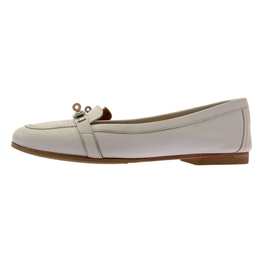 Hermes Kelly Leather Loafer 37 White — view 2
