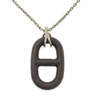 Hermes Chaine D'ancre Vulcanium Necklace Dark Brown Silver — view 3