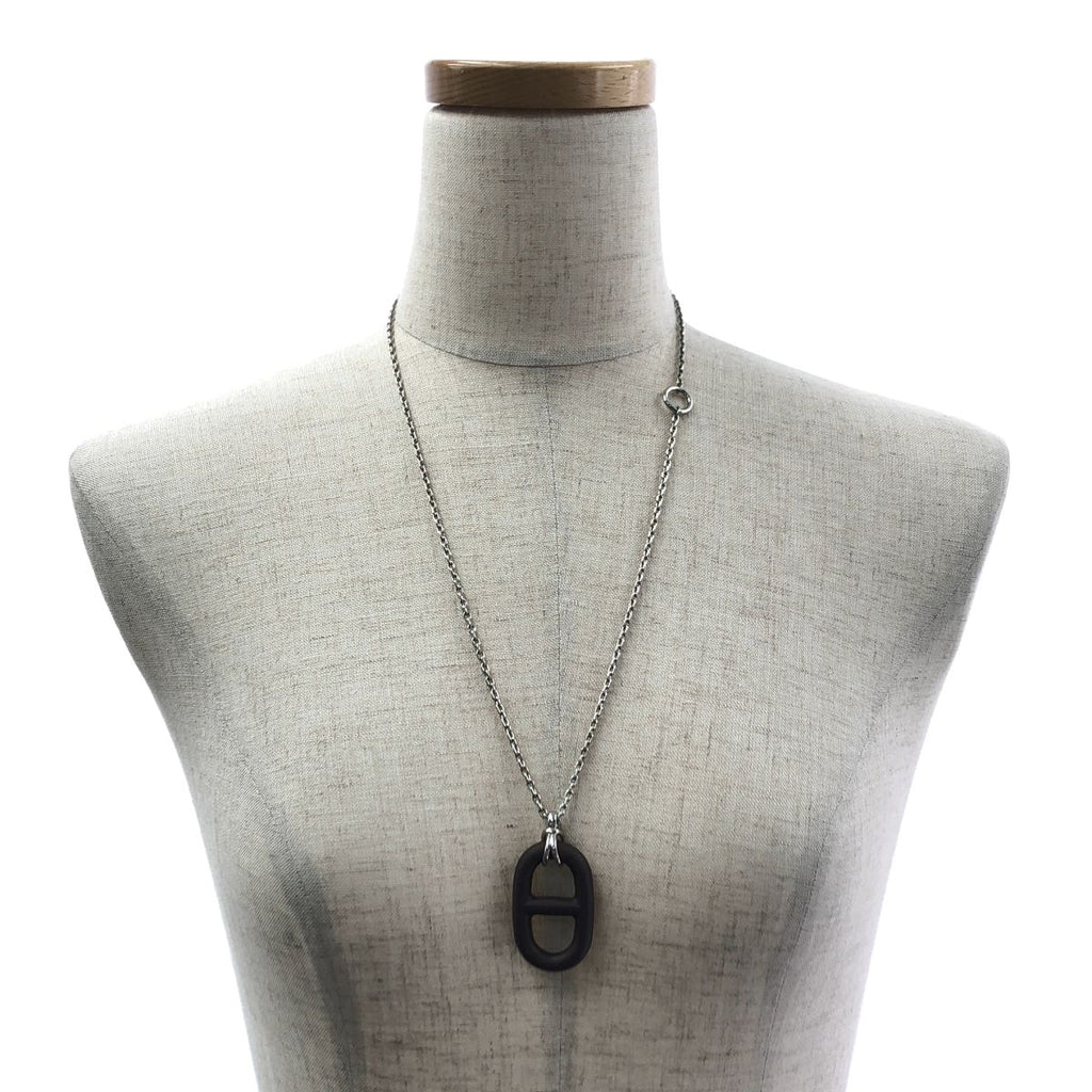 Hermes Chaine D'ancre Vulcanium Necklace Dark Brown Silver — view 7