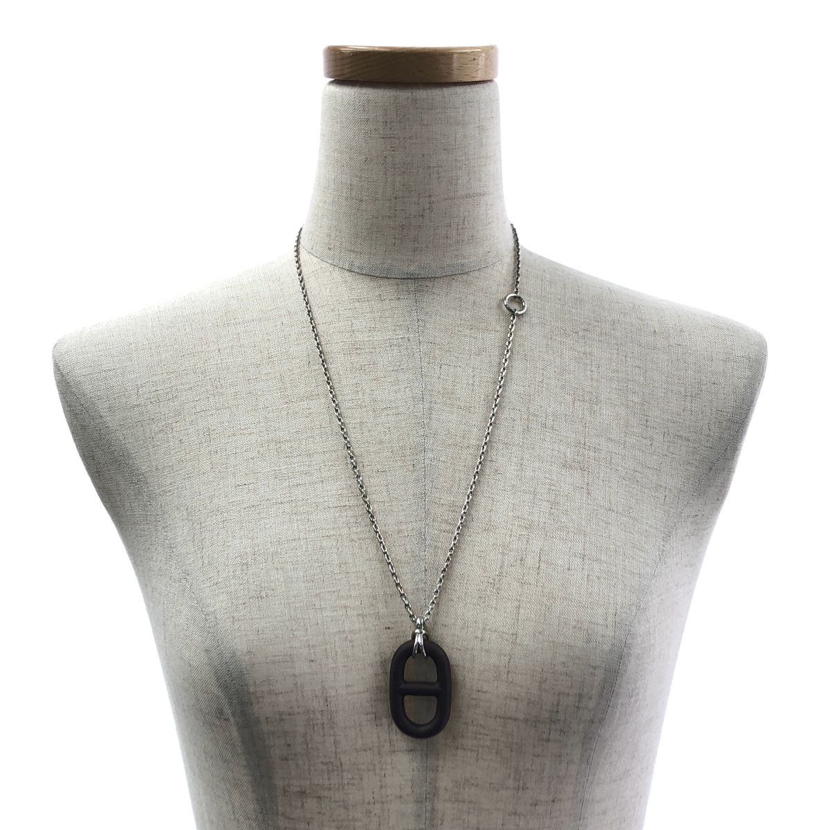 Hermes Chaine D'ancre Vulcanium Necklace Dark Brown Silver — view 7