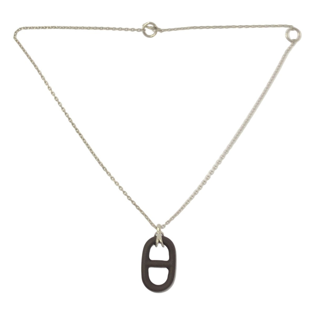 Hermes Chaine D'ancre Vulcanium Necklace Dark Brown Silver — view 2