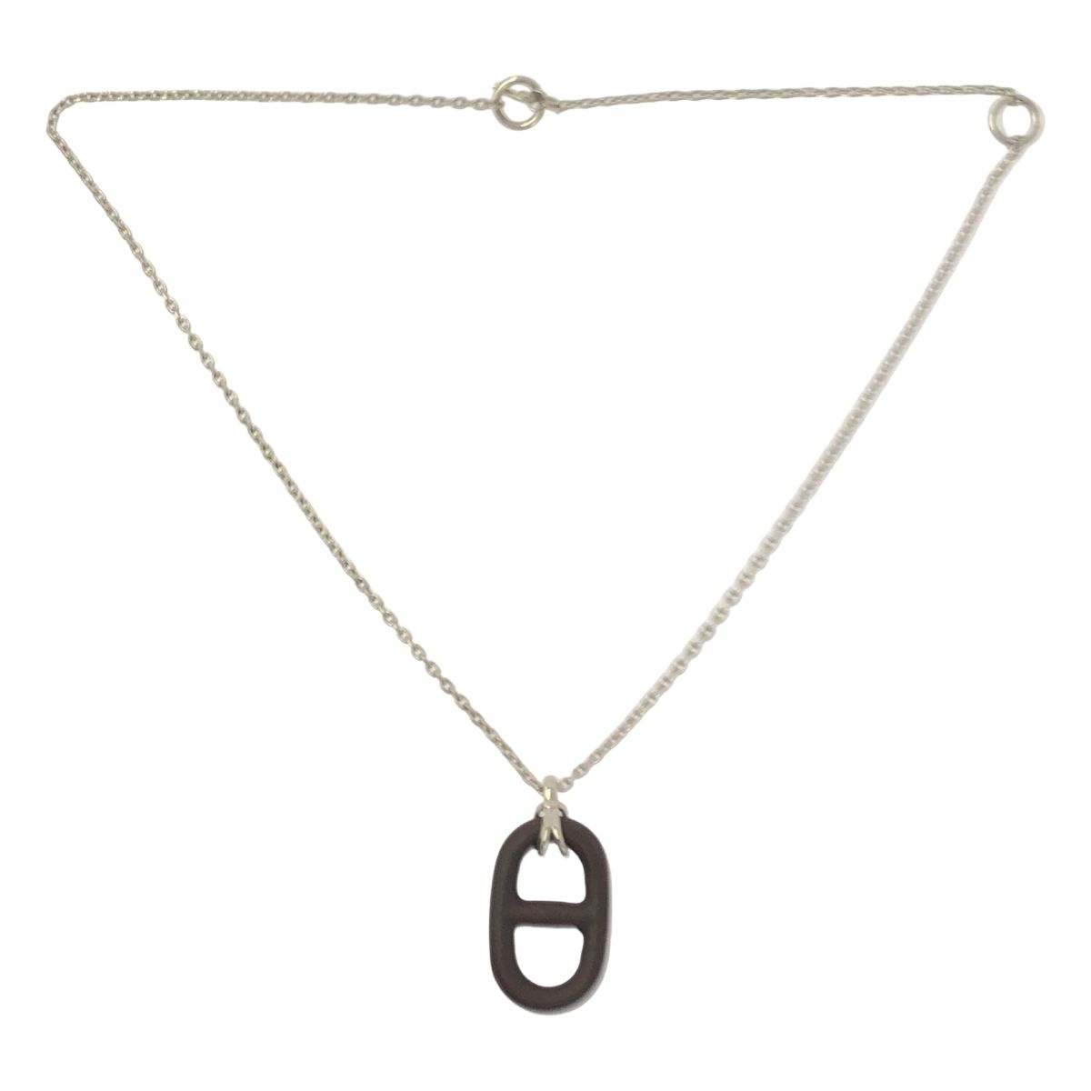 Hermes Chaine D'ancre Vulcanium Necklace Dark Brown Silver — view 2