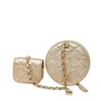 Chanel CC Logo Quilted Coin Case Airpods Earrings Gold — view 2