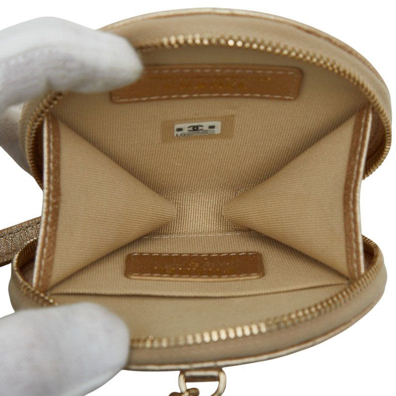Chanel CC Logo Quilted Coin Case Airpods Earrings Gold — view 5