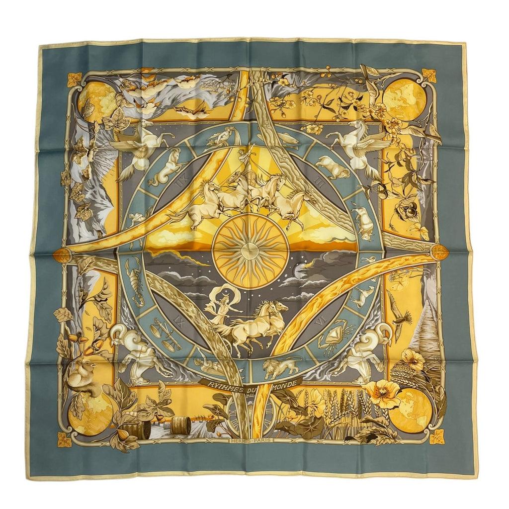 Hermes Carre 90 Scarf 100% Silk Rythmes du Monde Rhythms of the World Multicolor — view 2