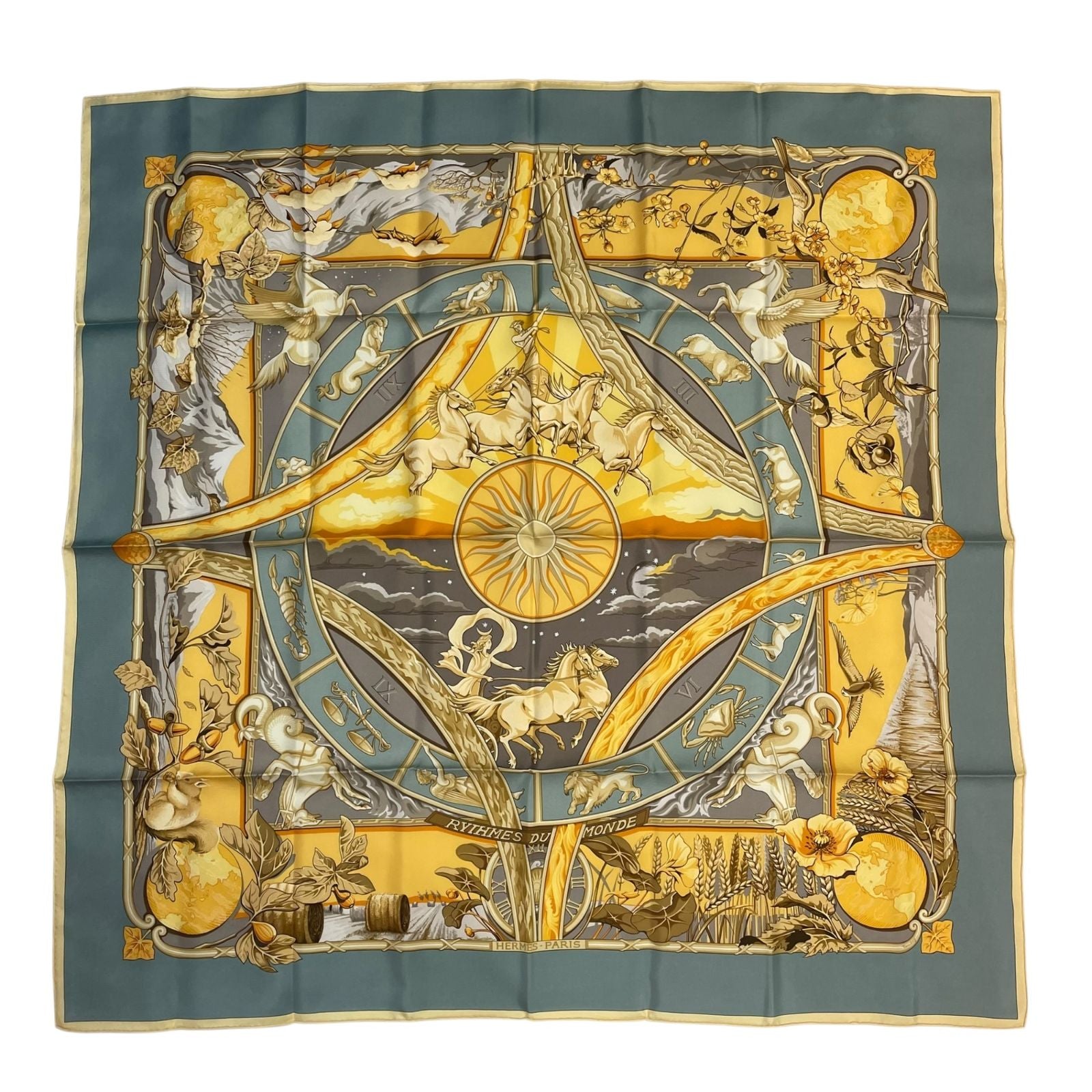 Hermes Carre 90 Scarf 100% Silk Rythmes du Monde Rhythms of the World Multicolor — view 2