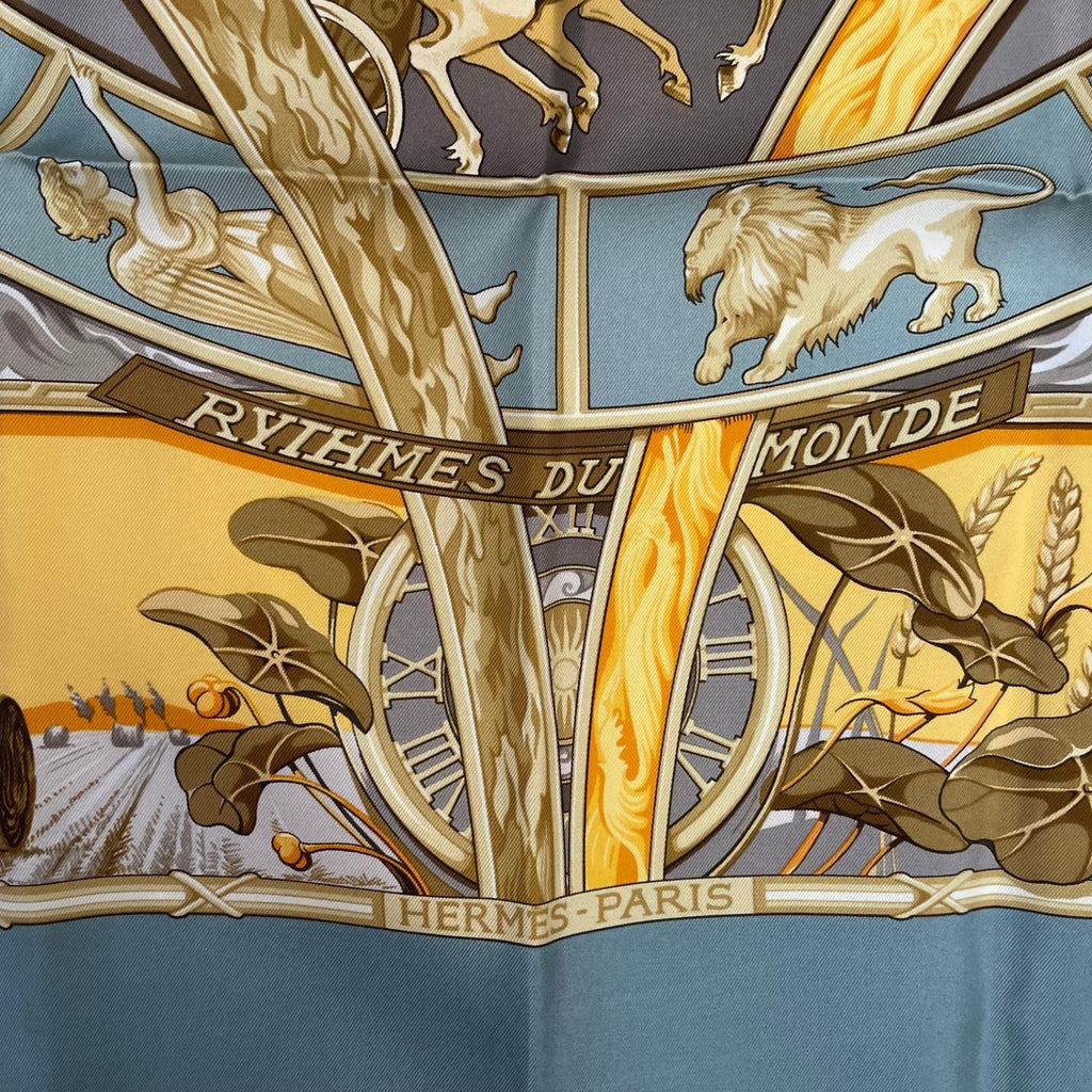 Hermes Carre 90 Scarf 100% Silk Rythmes du Monde Rhythms of the World Multicolor — view 7