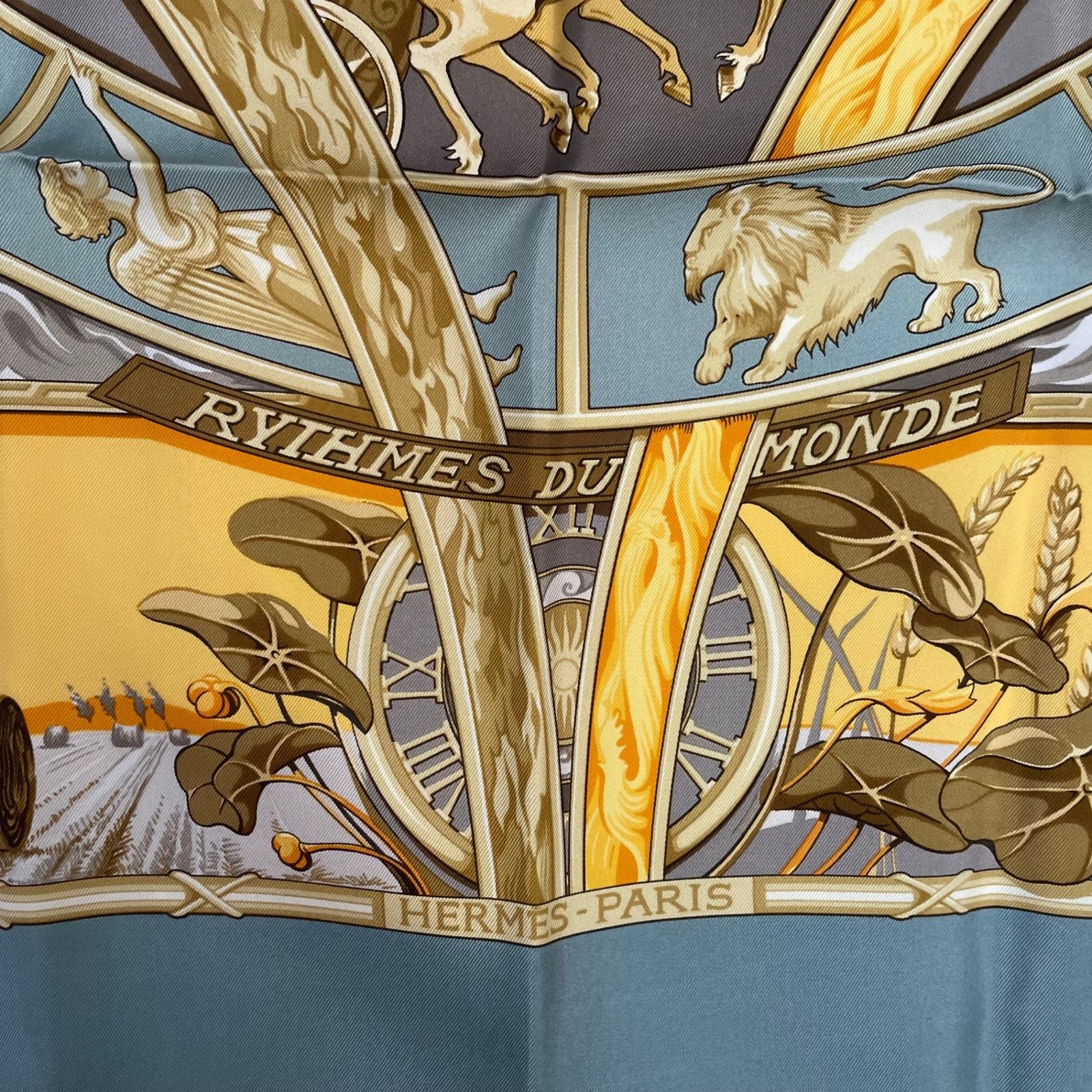 Hermes Carre 90 Scarf 100% Silk Rythmes du Monde Rhythms of the World Multicolor — view 7