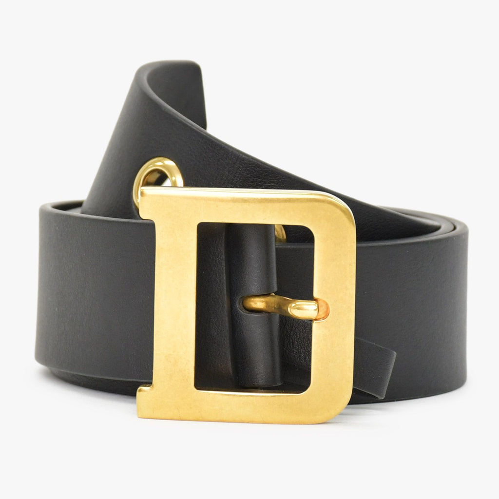 Dior Quake D Buckle Belt Black Leather Gold