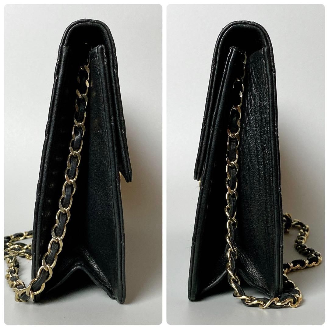 Chanel Quilted Chain Shoulder Bag Lambskin Black — view 5