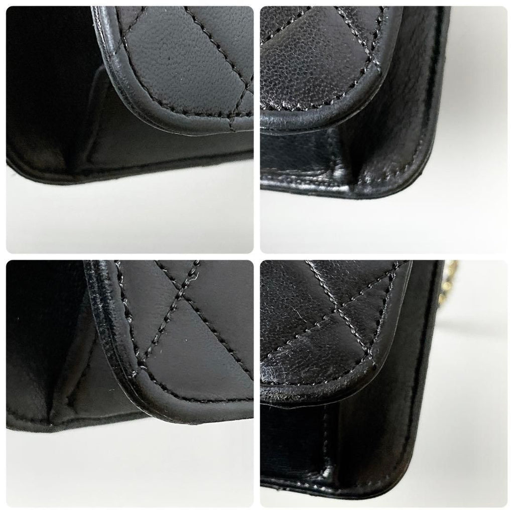 Chanel Quilted Chain Shoulder Bag Lambskin Black — view 7
