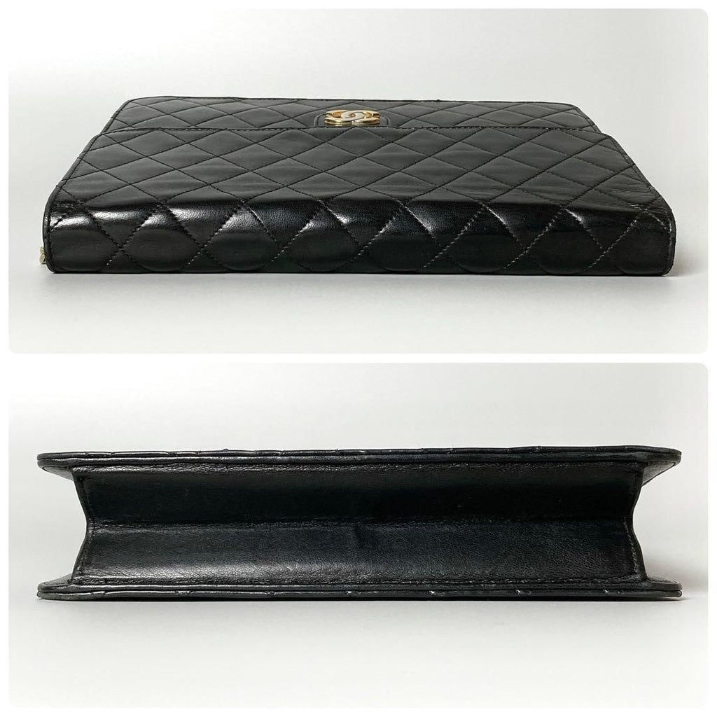 Chanel Quilted Chain Shoulder Bag Lambskin Black — view 6