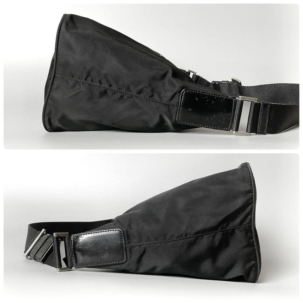 Prada Nylon Shoulder Bag Triangle Logo Black — view 5