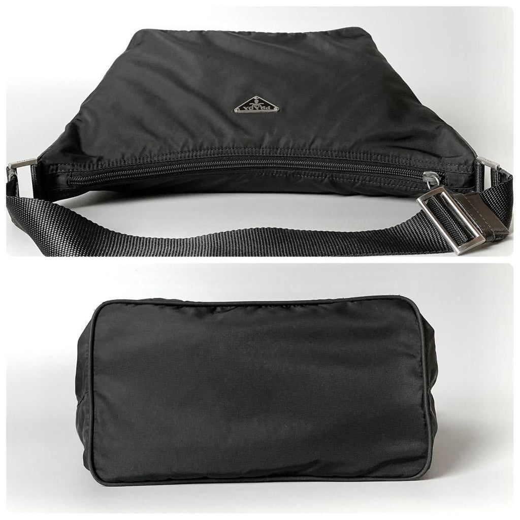 Prada Nylon Shoulder Bag Triangle Logo Black — view 6