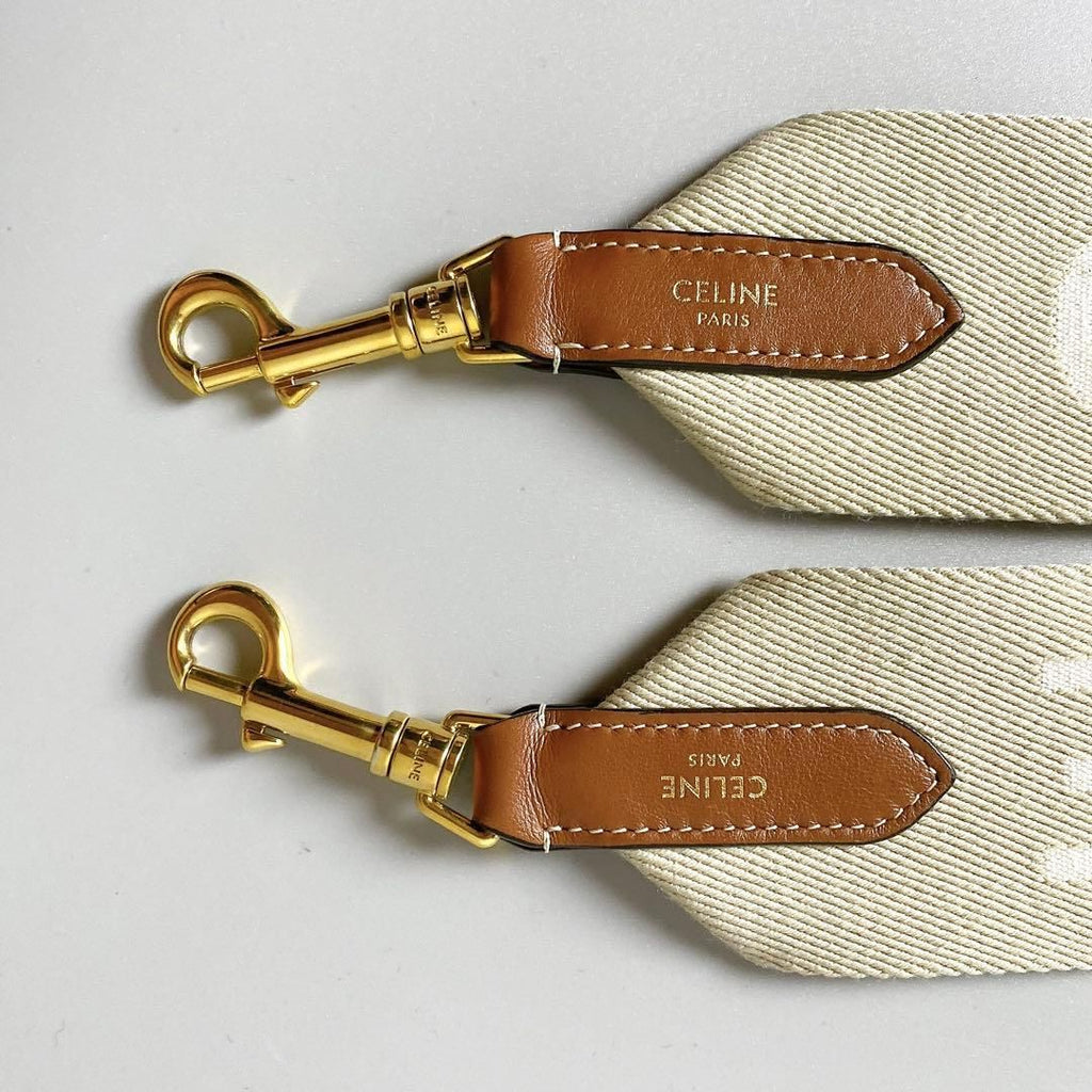 Celine Long Strap Jacquard Beige Handbag — view 4