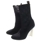 Louis Vuitton Silhouette Line Monogram Embroidery Heel Ankle Boots Shoes Black — view 2