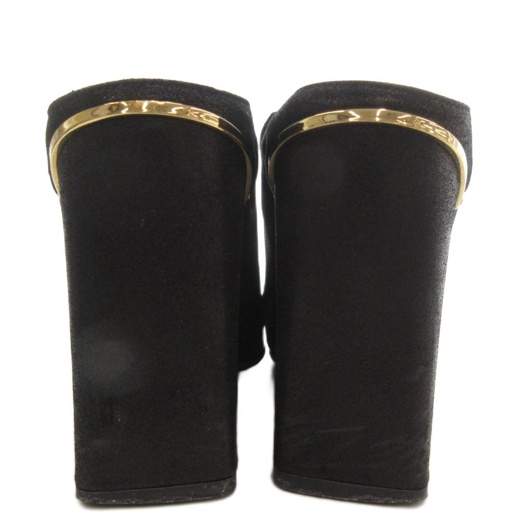 Louis Vuitton Mule High Heel Sandals Leather Square Toe 38 Black — view 3