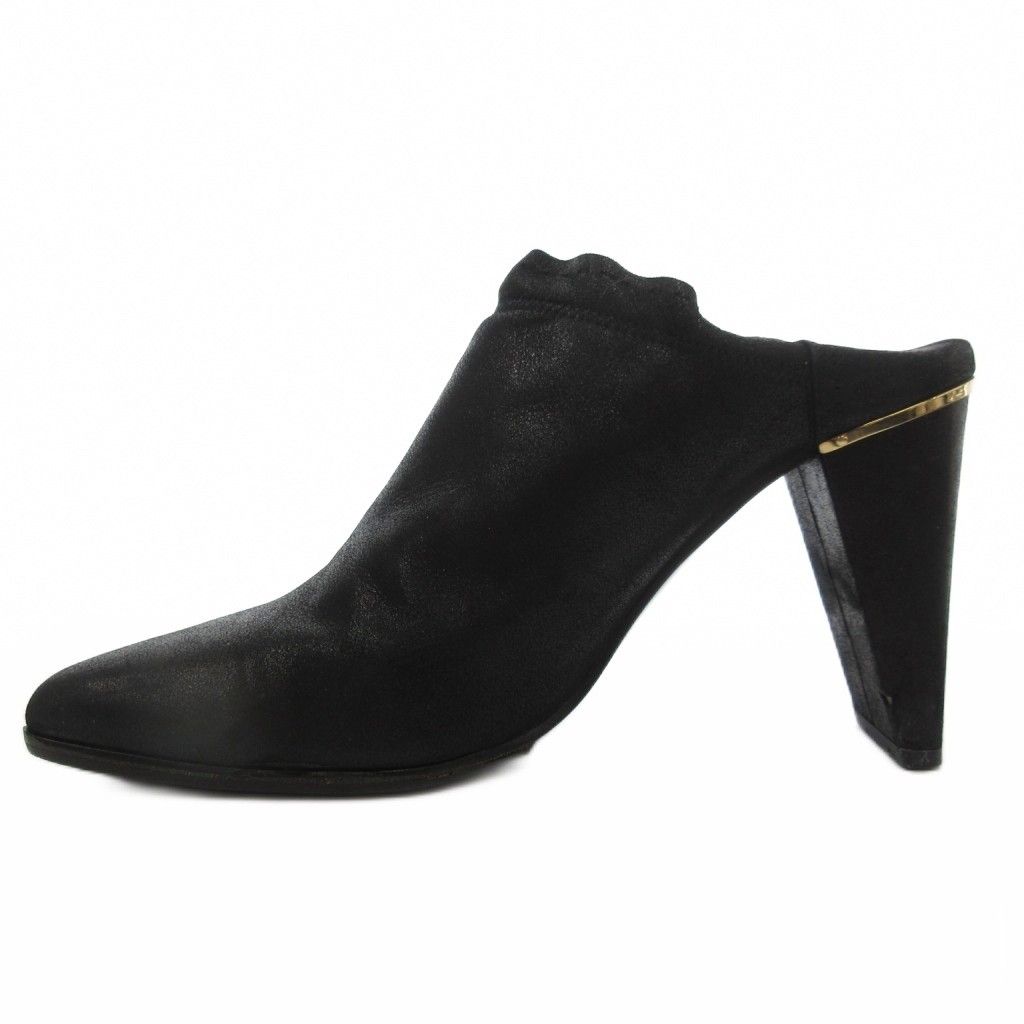 Louis Vuitton Mule High Heel Sandals Leather Square Toe 38 Black — view 2