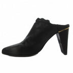 Louis Vuitton Mule High Heel Sandals Leather Square Toe 38 Black — view 2