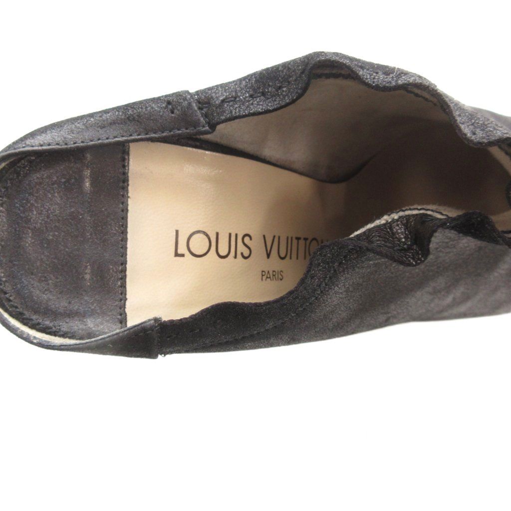 Louis Vuitton Mule High Heel Sandals Leather Square Toe 38 Black — view 7
