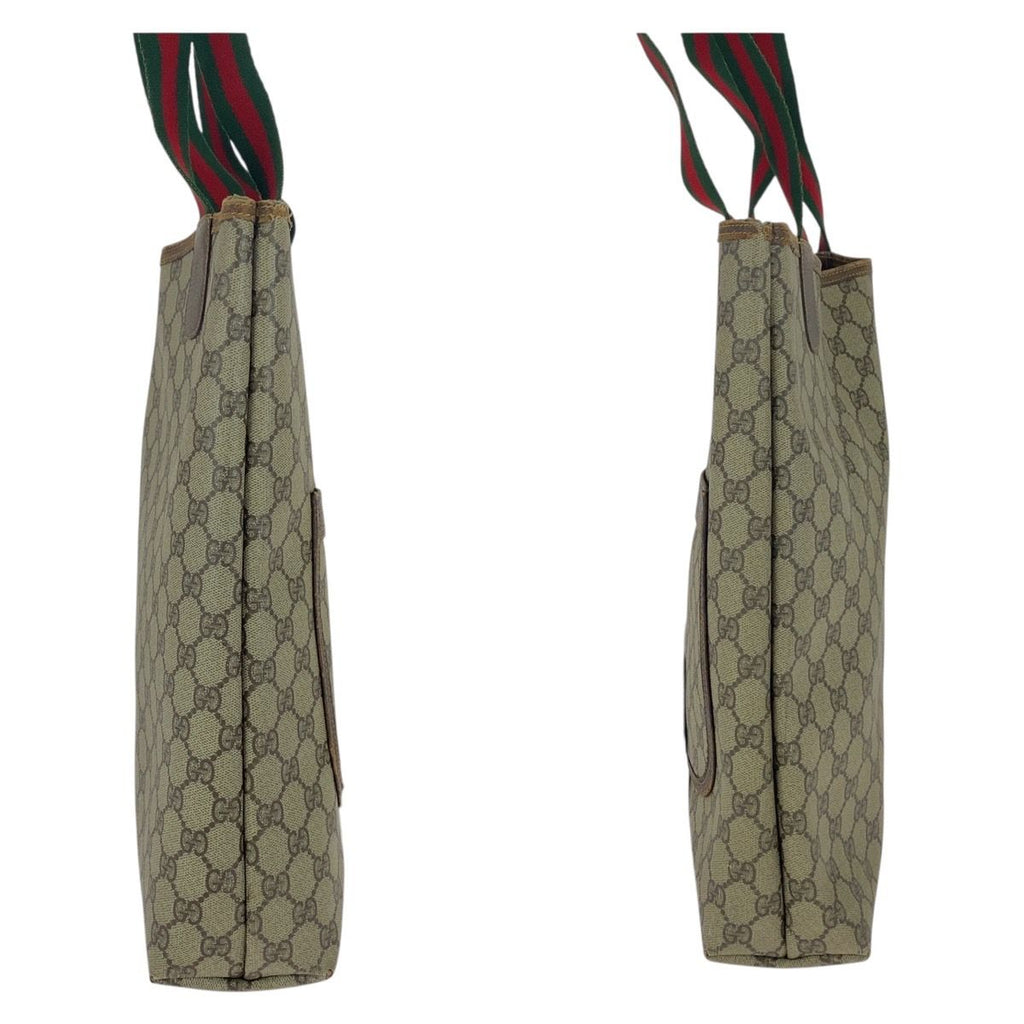 Gucci Vintage Sherry Line Beige Brown GG Supreme Canvas Leather Tote — view 7