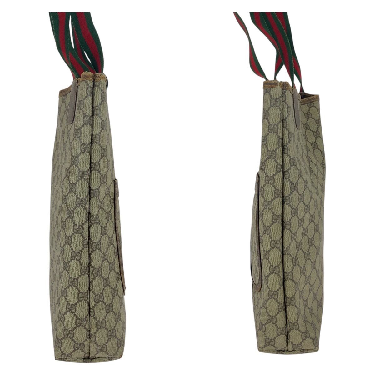 Gucci Vintage Sherry Line Beige Brown GG Supreme Canvas Leather Tote — view 7